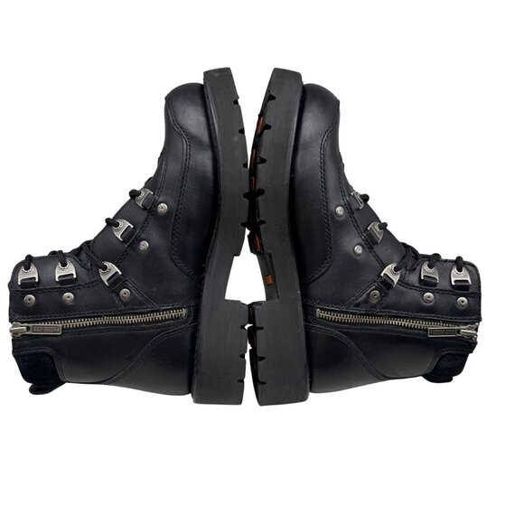 Harley Davidson 94011 Black chunky Grunge Metal Logo Motorcycle Boots Men’s sz 7 - Picture 6 of 11